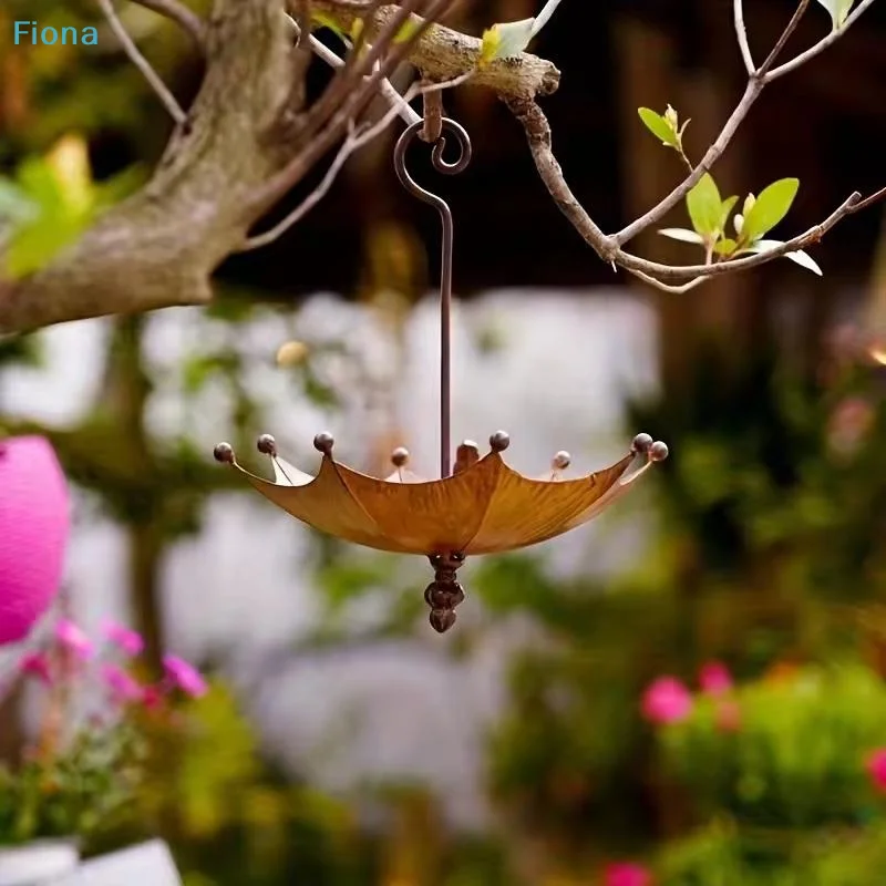 Bebedouro e Comedouro para Pássaros em Metal com Design de Guarda-Chuva - Imagem 3