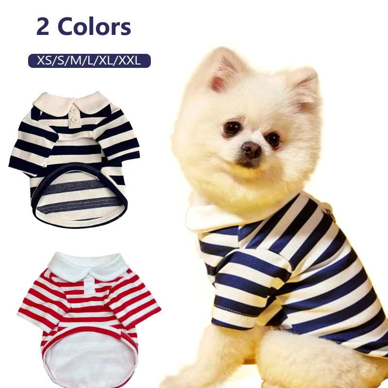 Camisa Polo Listrada para Cães de Algodão para Cães Pequenos e Médios - Image 5
