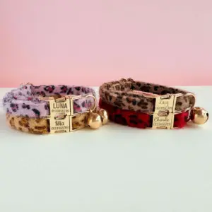 colar de gato estampa leopardo ajustável