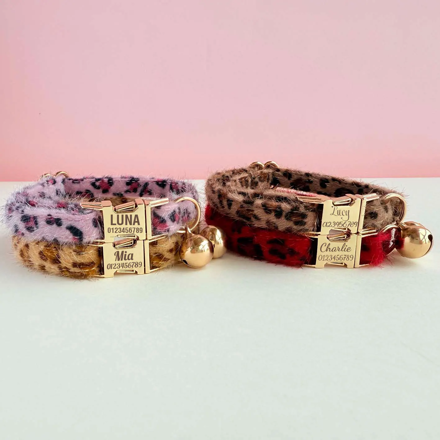colar de gato estampa leopardo ajustável