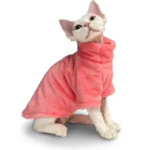 suéter de veludo com capuz para gatos sphynx