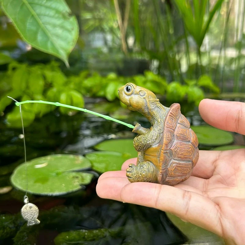 Estátua de Resina Pesca Tartaruga para Aquário 6,2 cm - Imagem 2