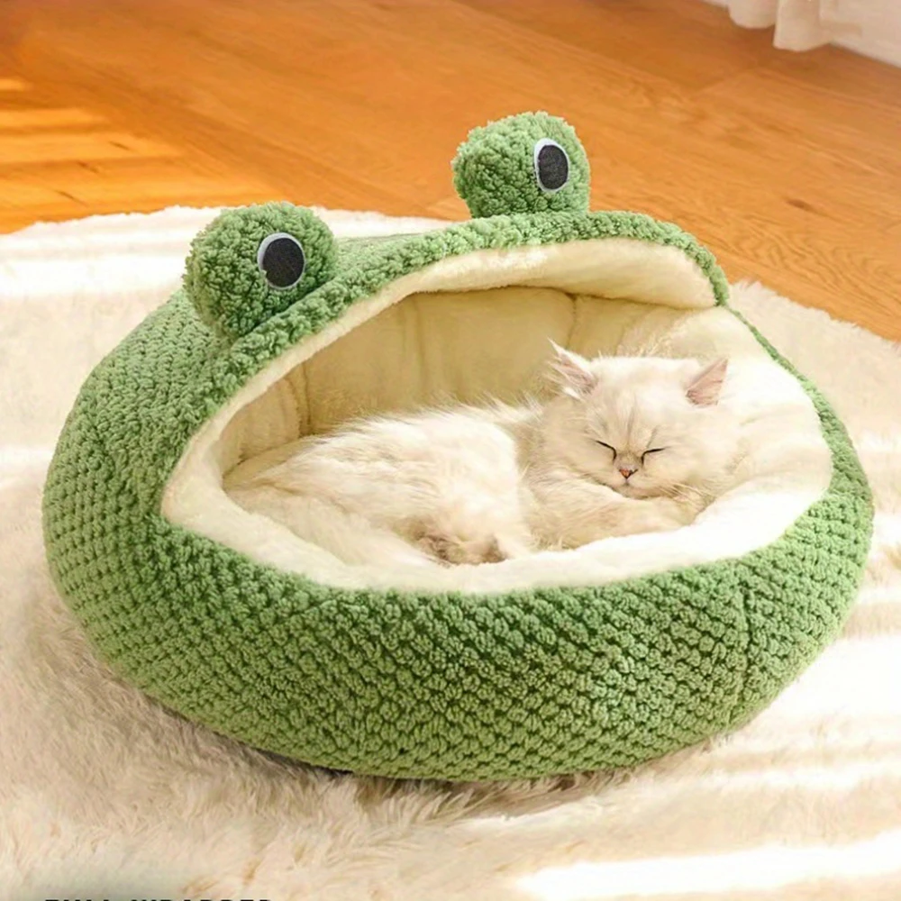 Cama Caverna para Gatos em Formato de Sapo de Pelúcia - Image 4