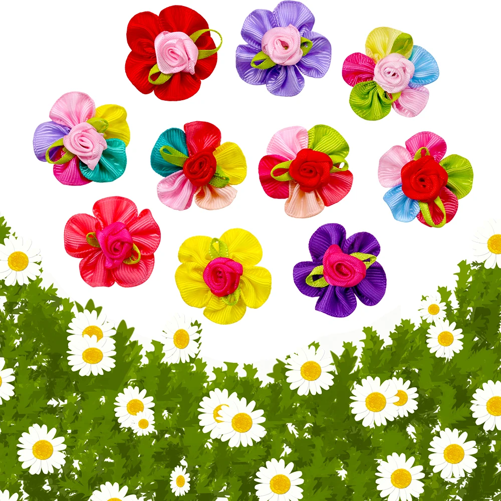 20 Laços de Cabelo Artesanais para Cães Pequenos com Flores - Imagem 6