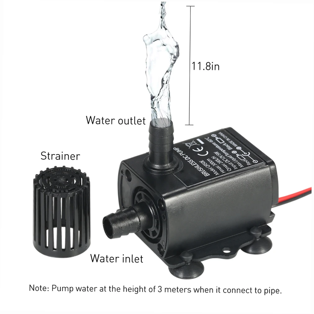 Mini Bomba de Água para Aquário 12V 5W com Ventosas Antivibração - Imagem 3