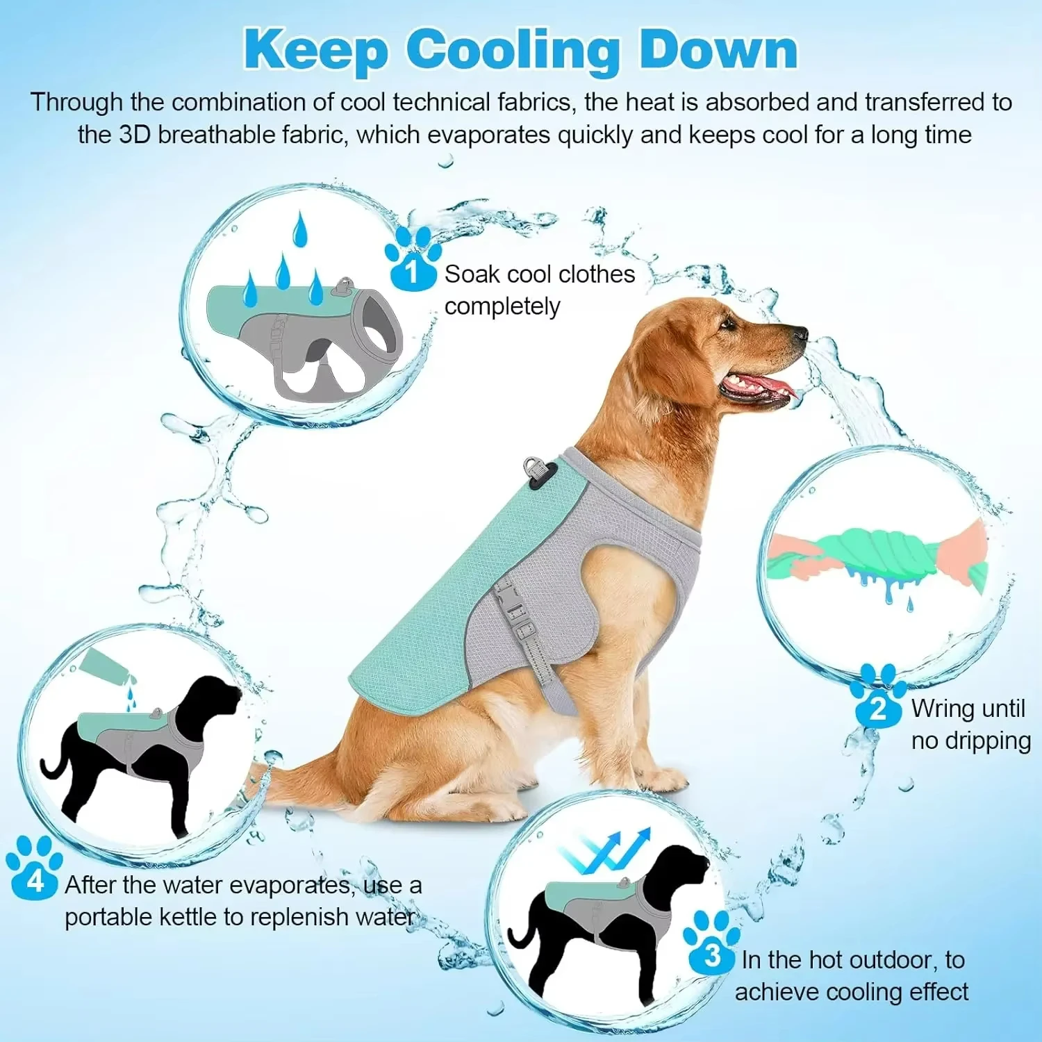Colete Refrescante para Cães de Malha com Arnês Refletivo - Imagem 2