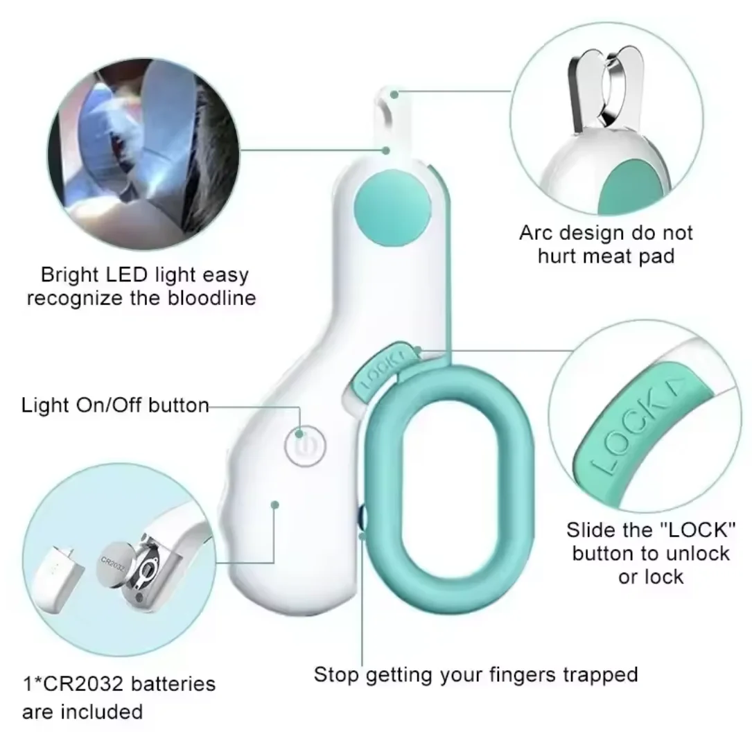 Cortador de Unhas para Cães e Gatos com Luz LED e Trava de Segurança - Imagem 3