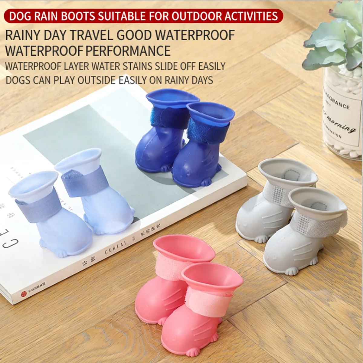 Botas de Chuva para Cães e Gatos Antiderrapantes e Impermeáveis - Imagem 4