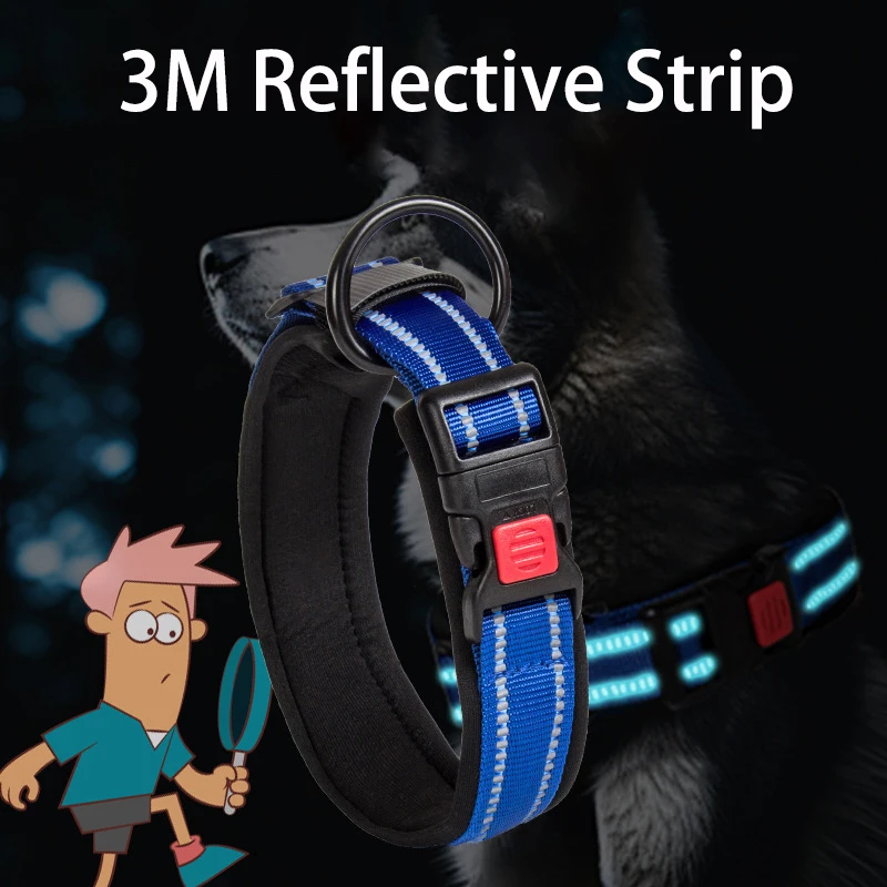 Coleira Nylon para Cães e Gatos com Faixa Refletiva 3M - Imagem 2