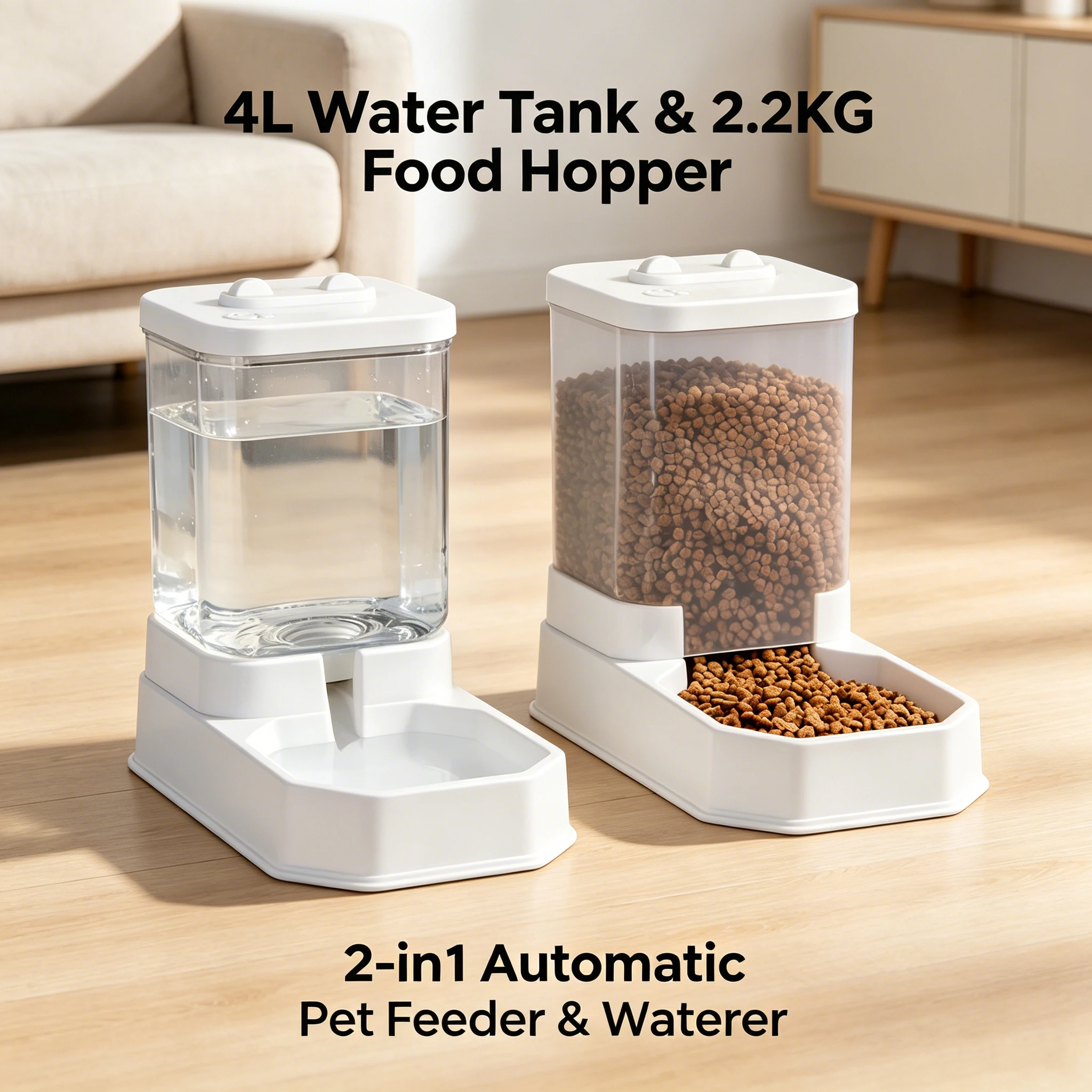 Alimentador e Bebedouro Automático para Gatos e Cães 4L Cinza Claro - Imagem 3