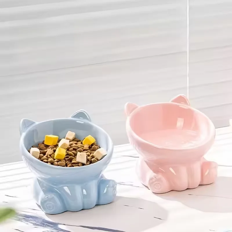 Tigela de Cerâmica para Gatos com Pés Altos e Design Diagonal - Imagem 5