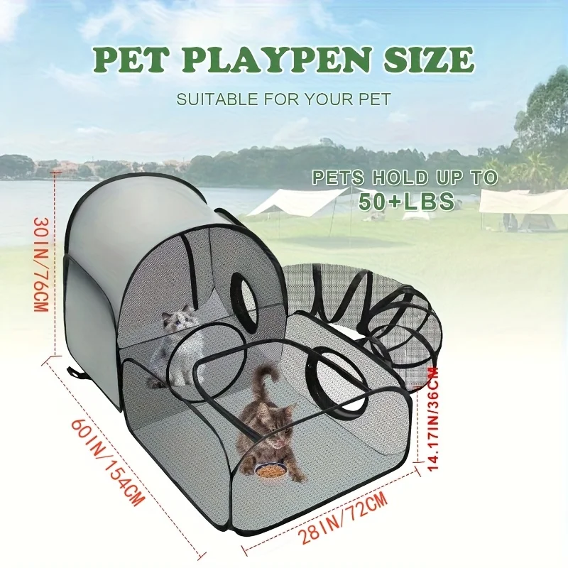 Túnel para Gatos Dobrável Portátil para Uso Interno e Externo - Image 2