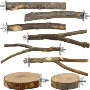 poleiro de madeira natural para pássaros