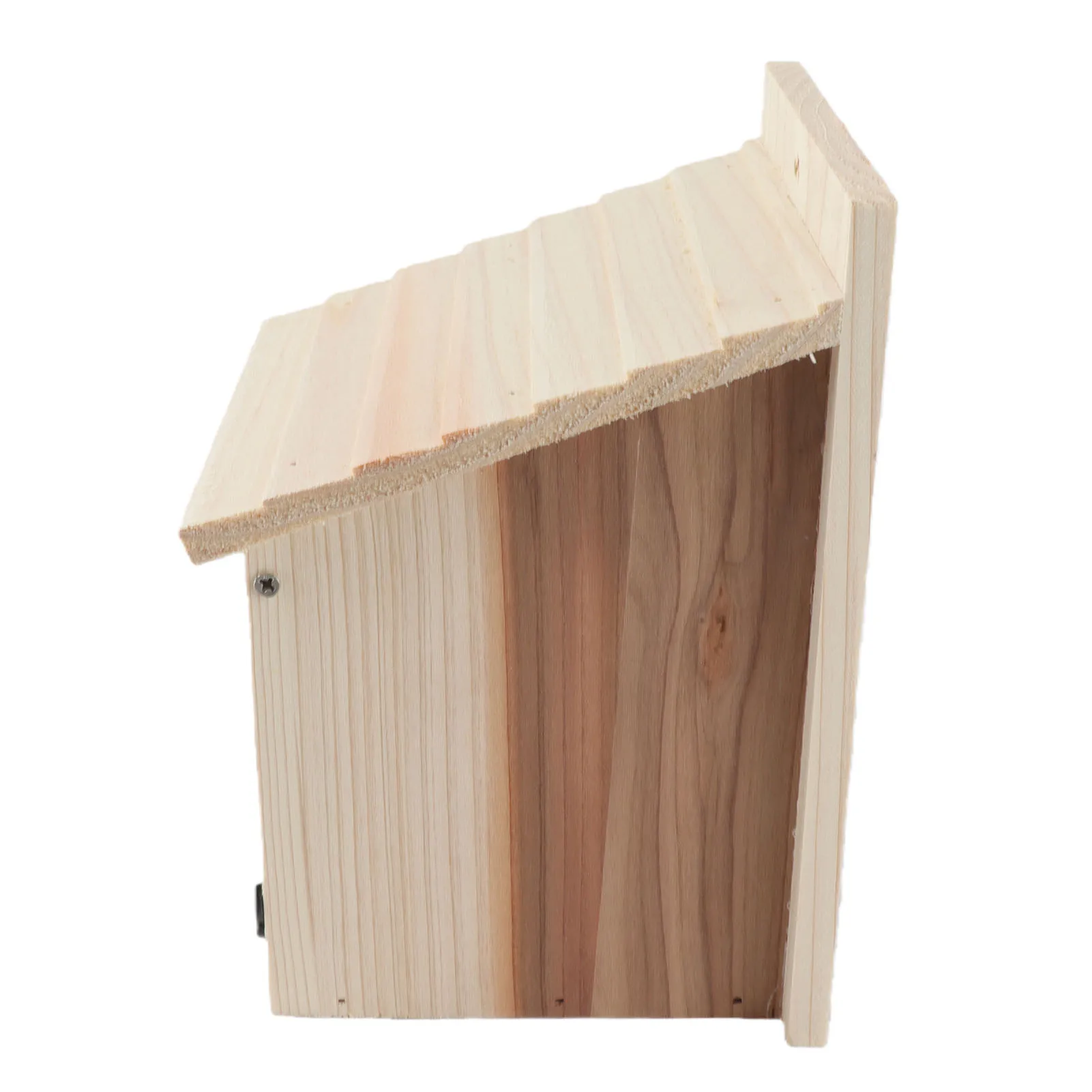 Casinha de Pássaros de Madeira Natural com Telhado Inclinado para Exterior - Imagem 3