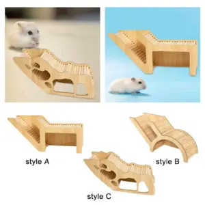 casa de madeira para hamster com escada
