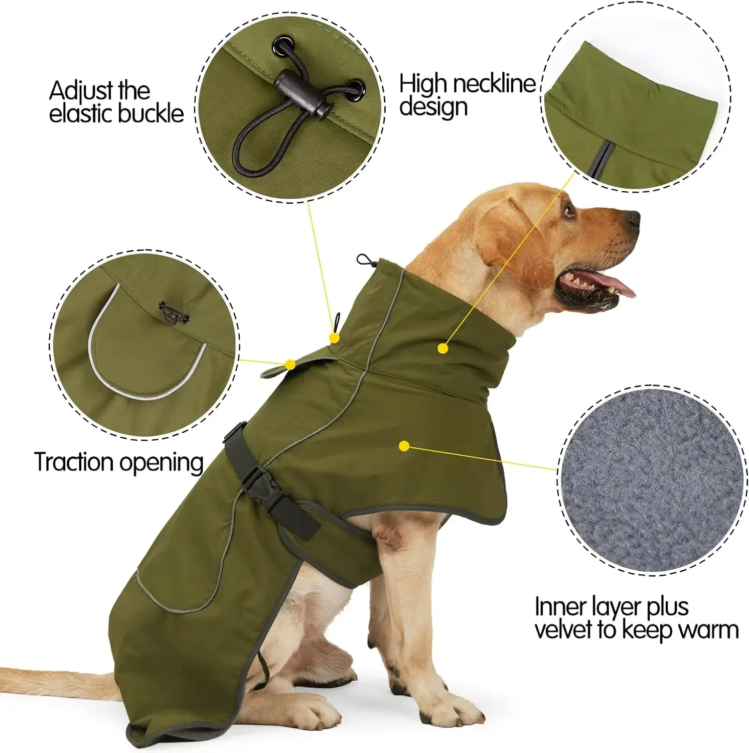Colete para Cães Impermeável Ajustável com Faixa Refletiva - Image 3