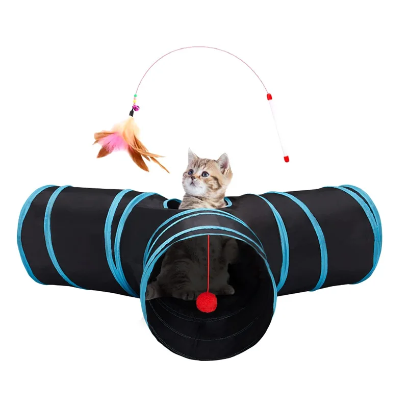 Túnel de Brincadeira para Gatos Dobrável Listrado com Armazenamento Fácil - Image 6