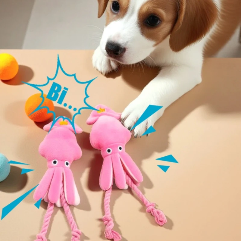 Brinquedo de Pelúcia Polvo para Cães Pequenos com Squeaker - Imagem 4