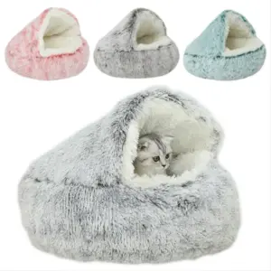 cama redonda de pelúcia para gatos e cães pequenos
