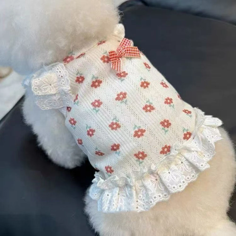 Colete de Moda Floral para Cães e Gatos com Laço - Image 2