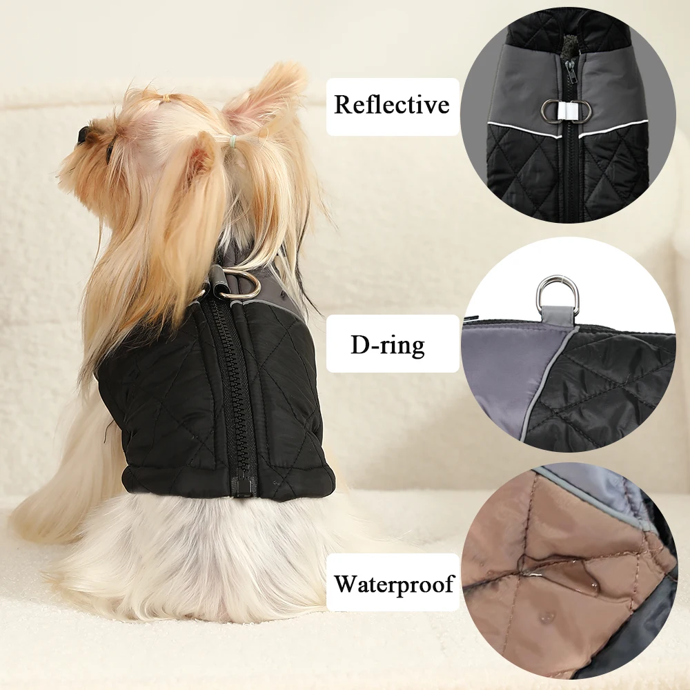 Jaqueta Reflexiva para Cães e Gatos de Inverno com Anel D - Imagem 4