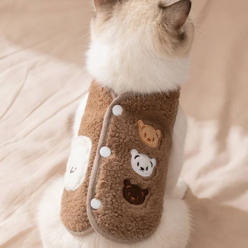 Colete de Fleece para Cães e Gatos de Veludo Teddy com Botão de Pressão - Imagem 2
