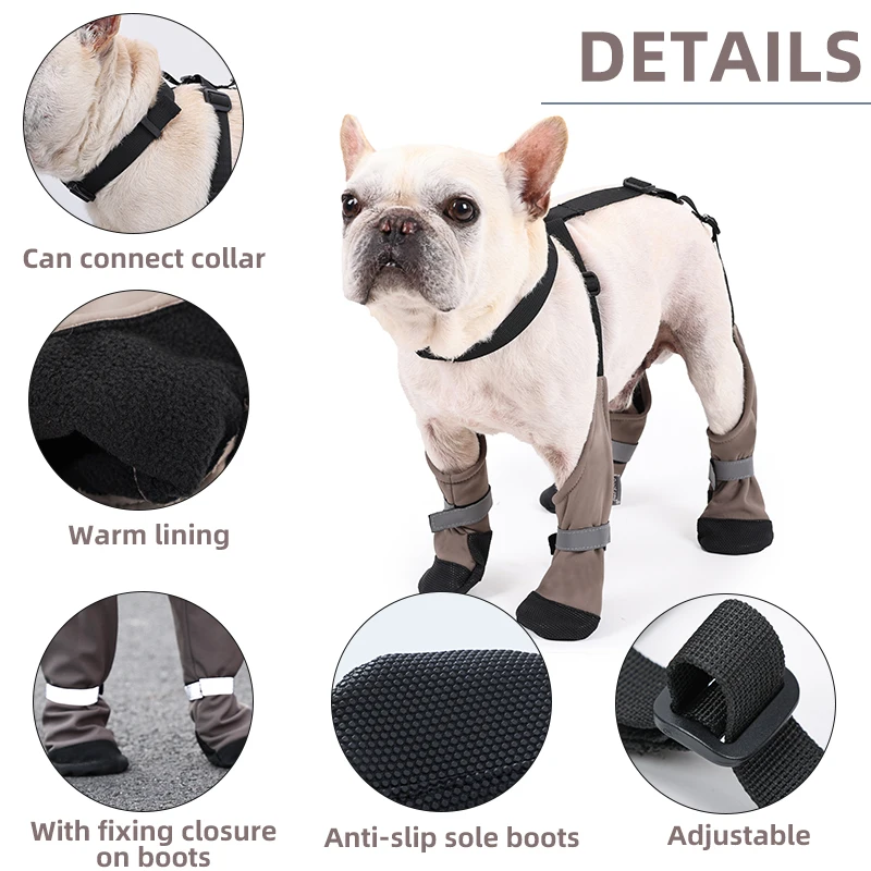 Botas Impermeáveis para Cães Antiderrapantes com Tira Anti-Desprendimento - Imagem 5