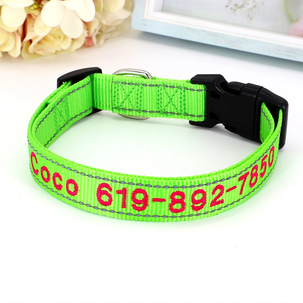 Coleira Refletiva para Cães de Nylon com Nome e Telefone Bordados - Imagem 4