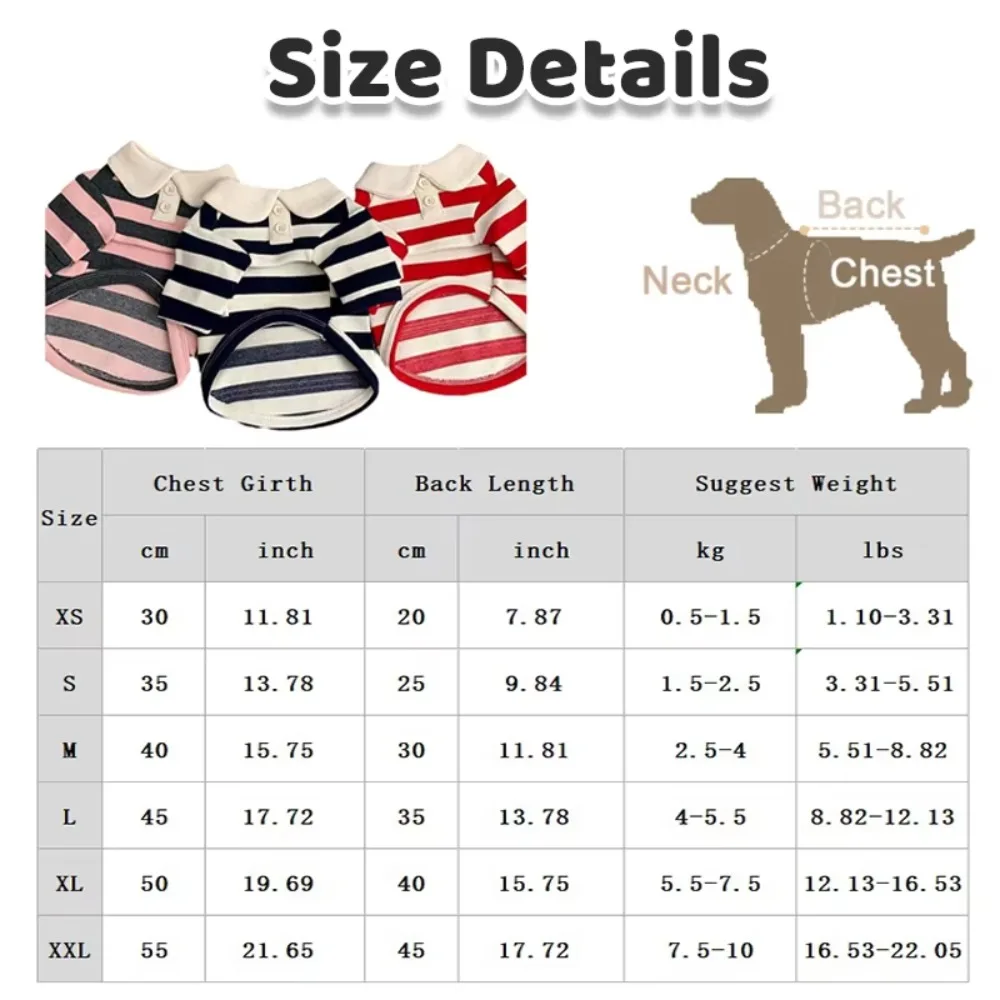 Roupa para Cães e Gatos de Poliéster Listrada com Gola - Image 6
