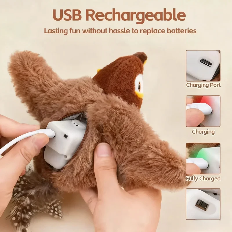 Brinquedo de Pássaro Simulado para Gatos e Cães com Canto e Movimento de Asas - Imagem 2