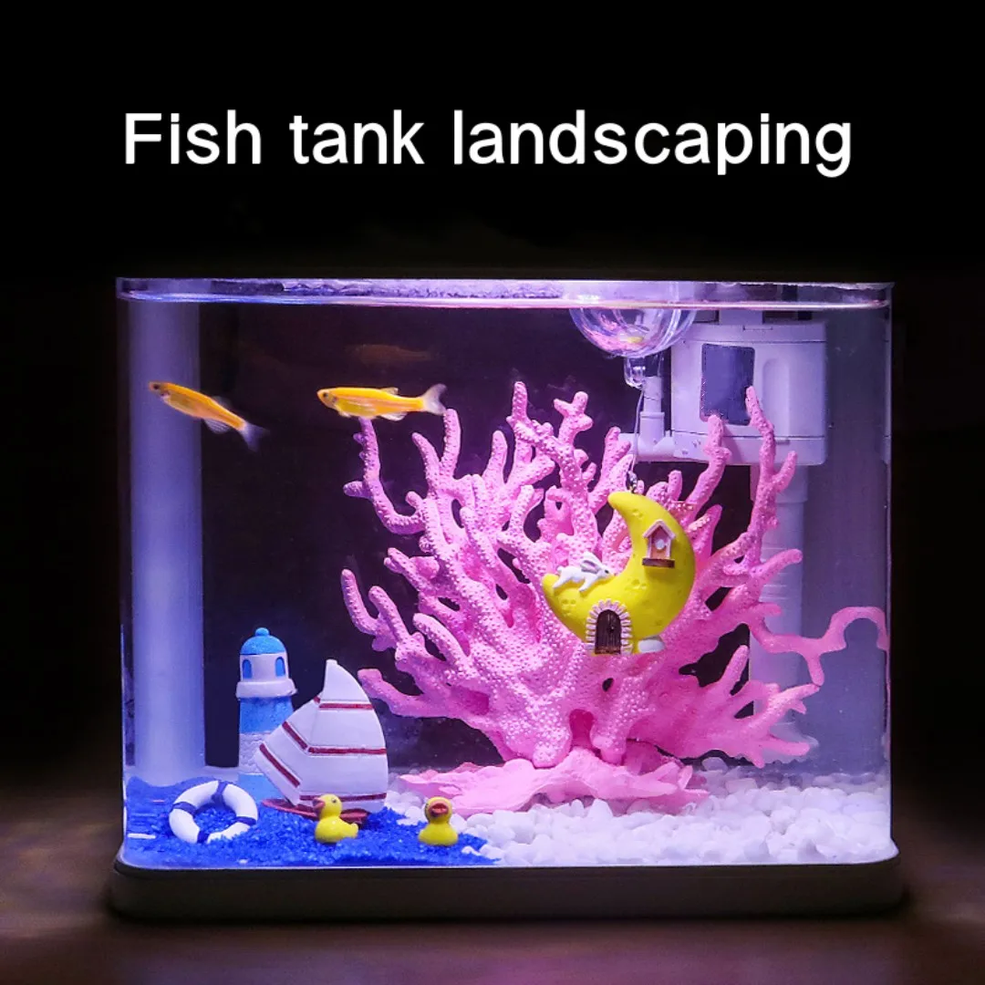 Coral Artificial para Aquário de Resina com 16 cm Rosa - Imagem 2