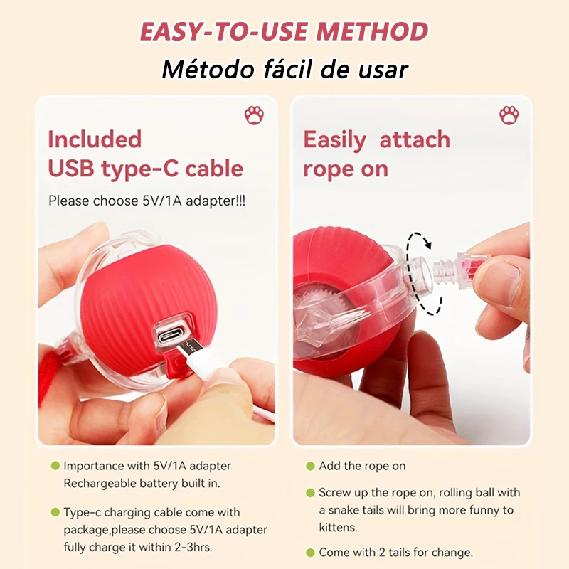 Bola Interativa para Gatos Recarregável USB com Sensor Inteligente - Imagem 3