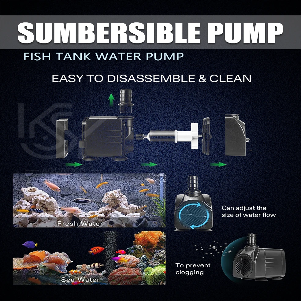 Bomba Submersível para Aquário 3W-25W com Fluxo Ajustável - Imagem 5