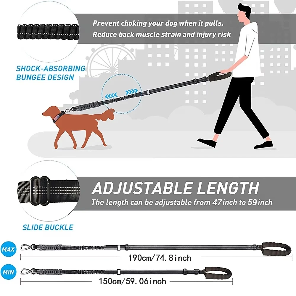 Coleira Tática para Cães Grandes com Bungee e Alça Dupla Acolchoada - Image 5