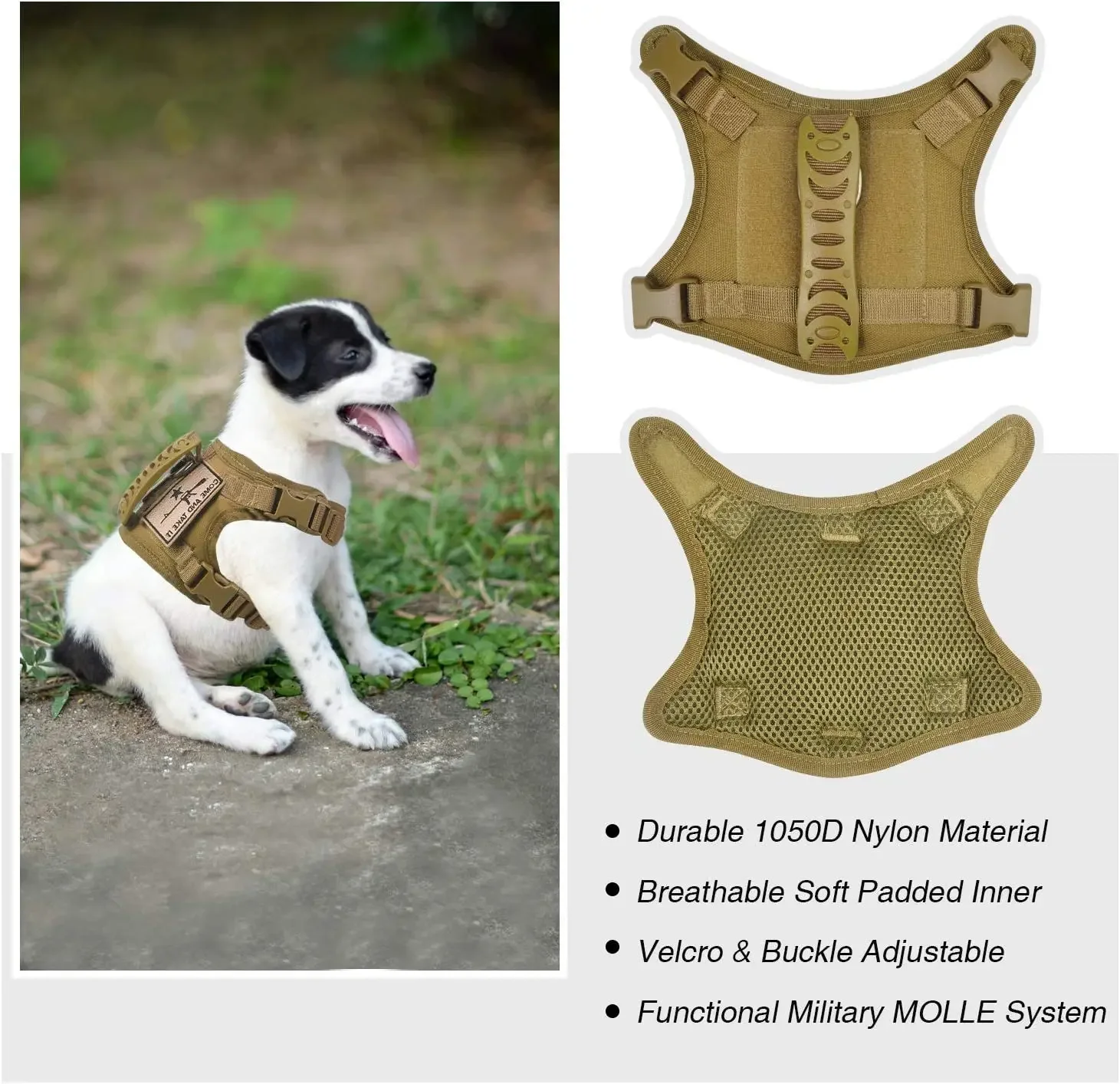 Colete Tático para Cães e Gatos Ajustável com Fivela de Liberação Rápida - Imagem 3