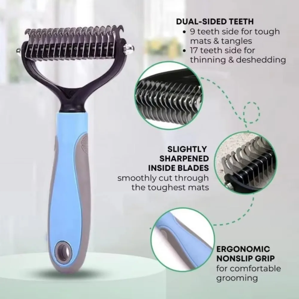 Escova para Cães e Gatos de Pelo Longo e Curto com Lâminas de Aço - Imagem 4
