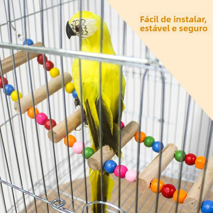 Escada Ponte para Pássaros de Madeira e Aço L 10 degraus para Gaiola - Imagem 3