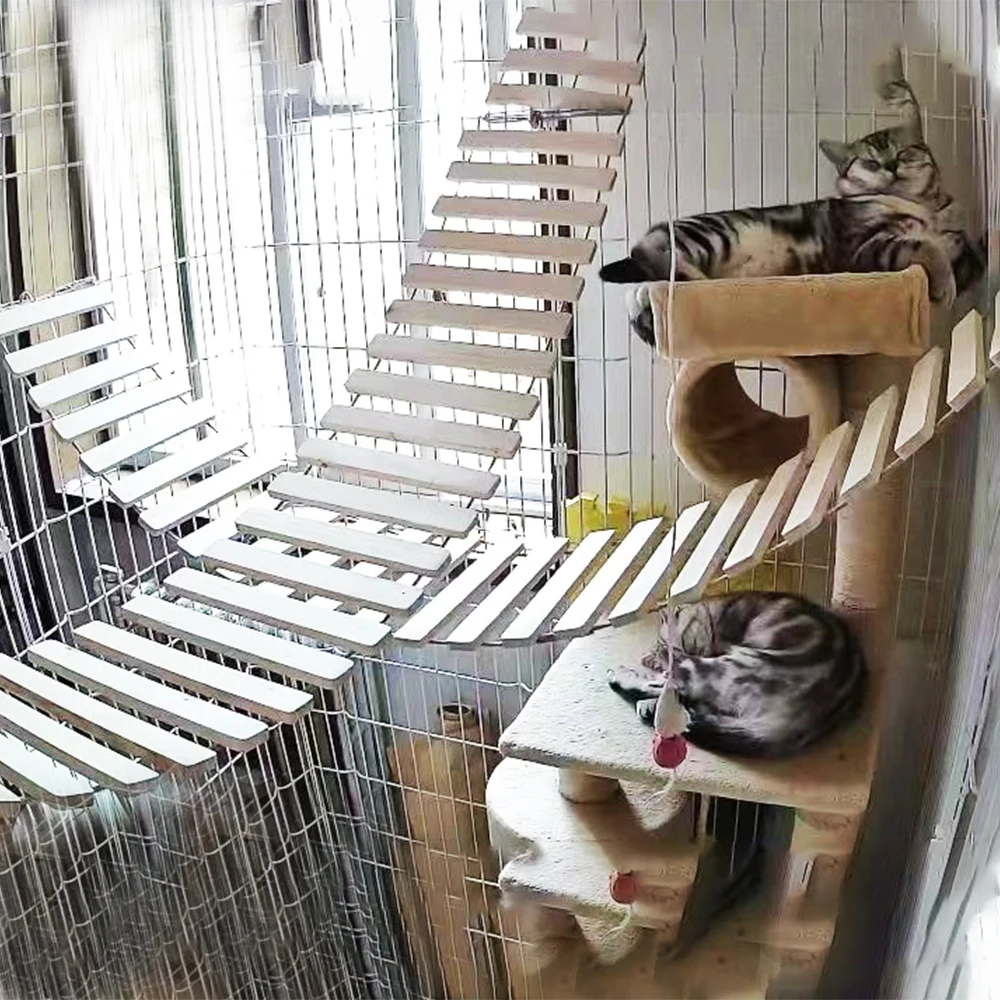 Ponte de Madeira para Gatos para Escalar e Brincar na Parede - Imagem 4