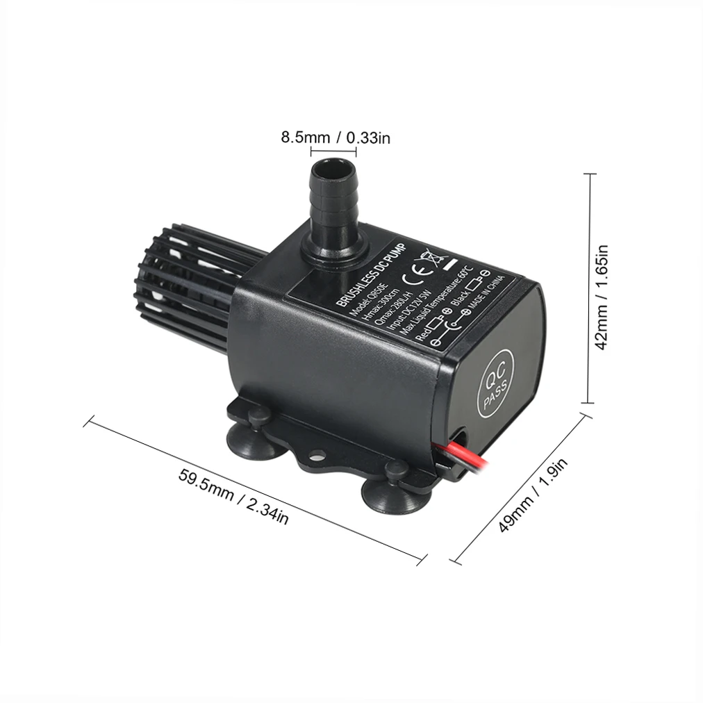 Mini Bomba de Água para Aquário 12V 5W com Ventosas Antivibração - Imagem 4