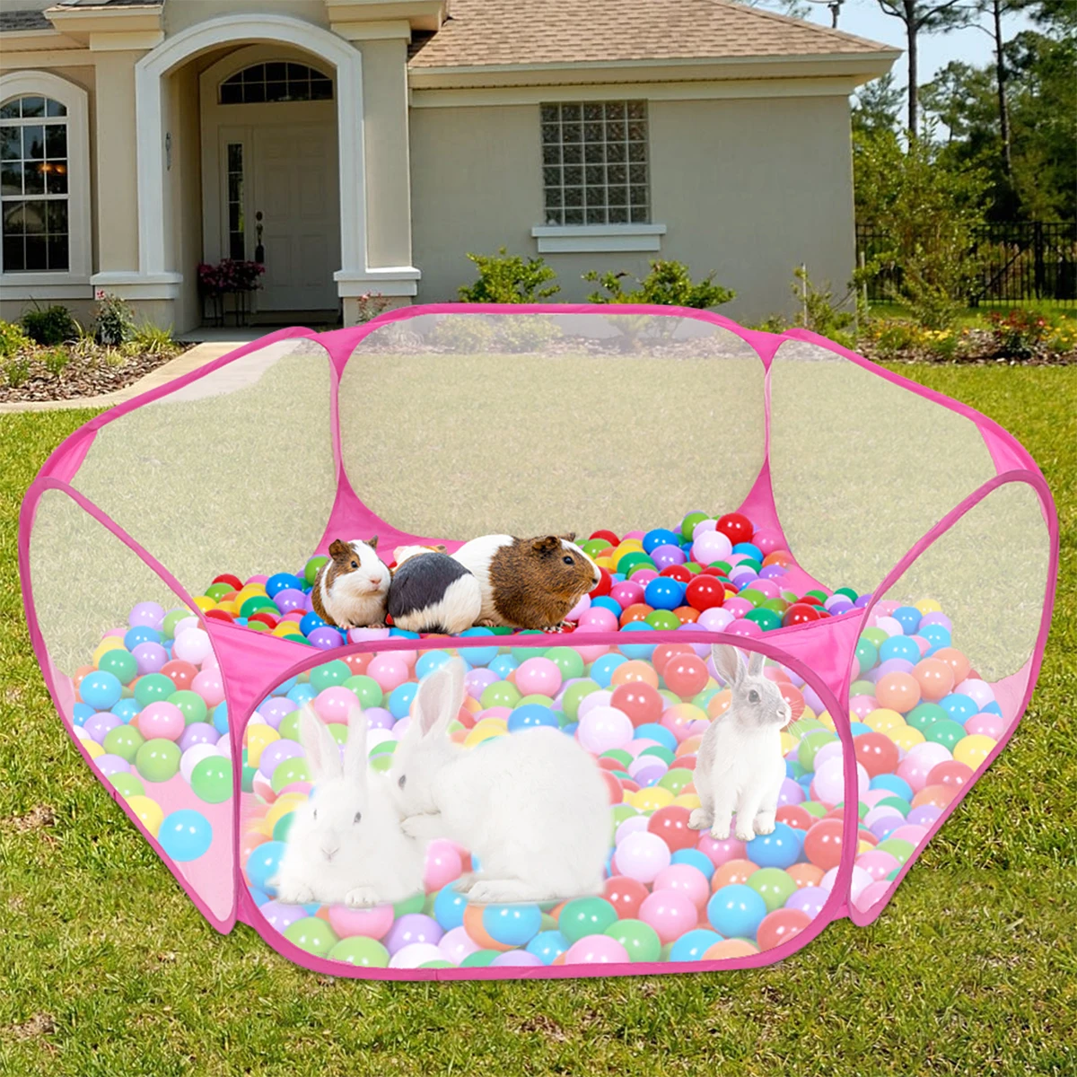 Cercadinho Portátil para Pets Dobrável Rosa 120 cm - Image 3