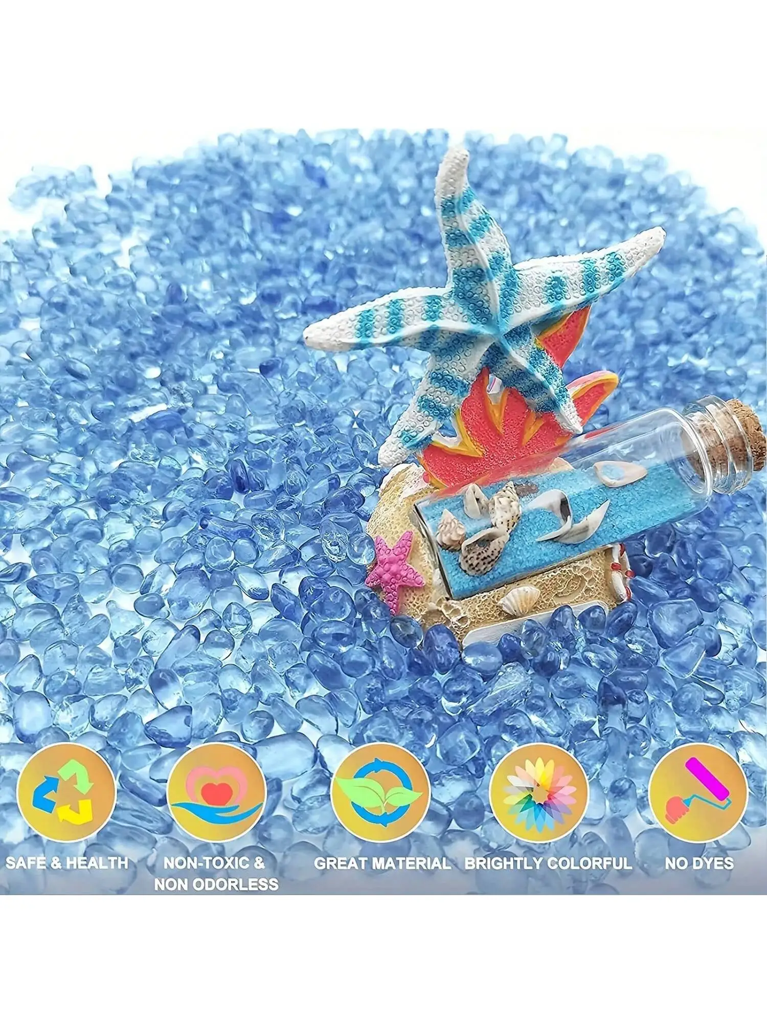 Cascalho de Vidro Azul para Aquário e Vasos 3-4mm - Imagem 4