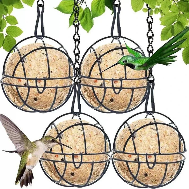 Comedouro Bola de Metal para Pássaros com Corrente Fácil de Pendurar - Imagem 3