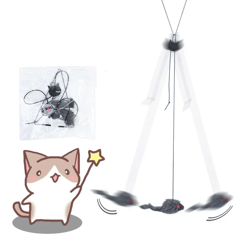 Brinquedo para Gatos Ratinho Pendurado Retrátil para Porta - Imagem 4