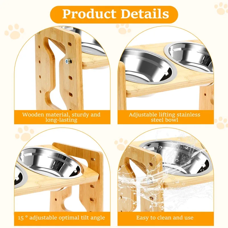 Comedouro Elevado Ajustável para Cães e Gatos com Tigelas Duplas - Image 5