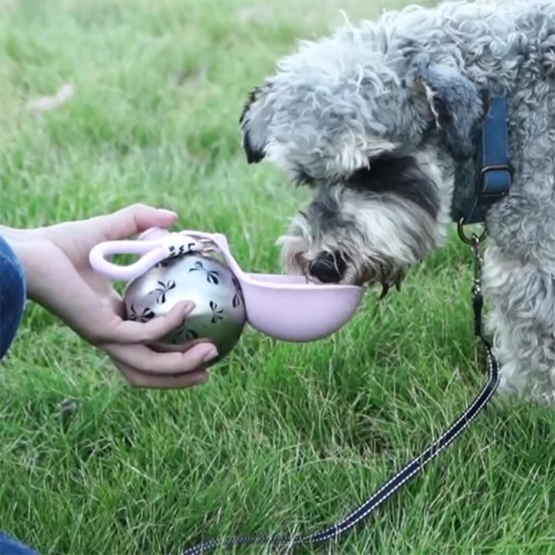 Copo de Água Portátil para Cães e Gatos em Aço Inoxidável com Tigela - Imagem 4