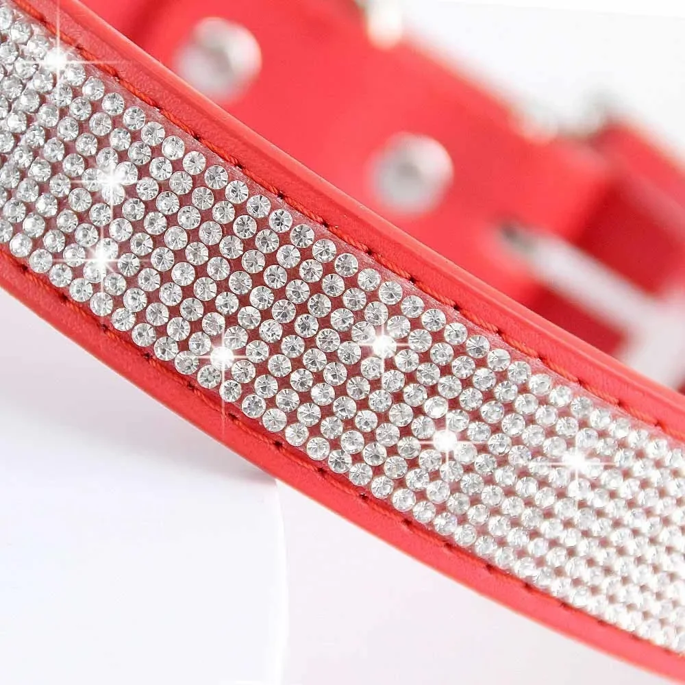 Coleira para Cães e Gatos de Couro PU com Strass Brilhante - Image 3