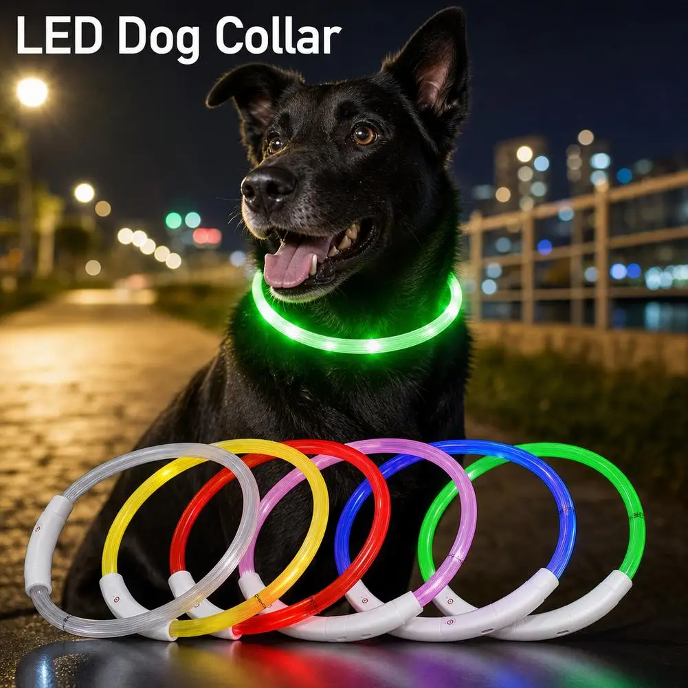 Coleira Luminosa LED para Cães Recarregável USB com Fibra Óptica - Imagem 3