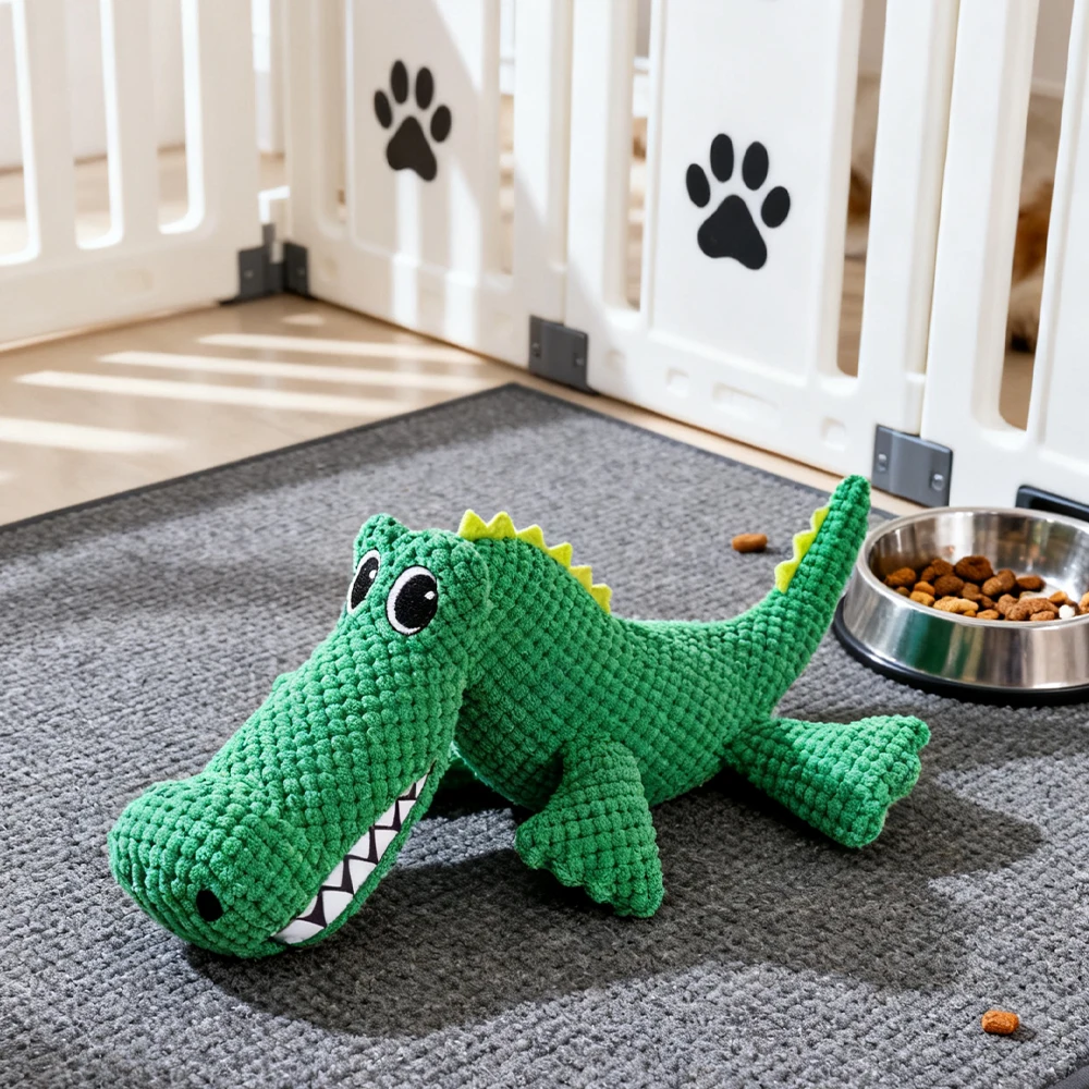 Brinquedo de Pelúcia para Cães e Gatos Dinossauro com Som e Tecido Duplo - Imagem 2