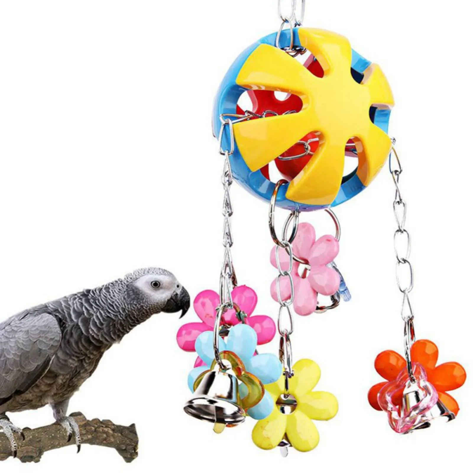 brinquedo de bola para pássaros com sino