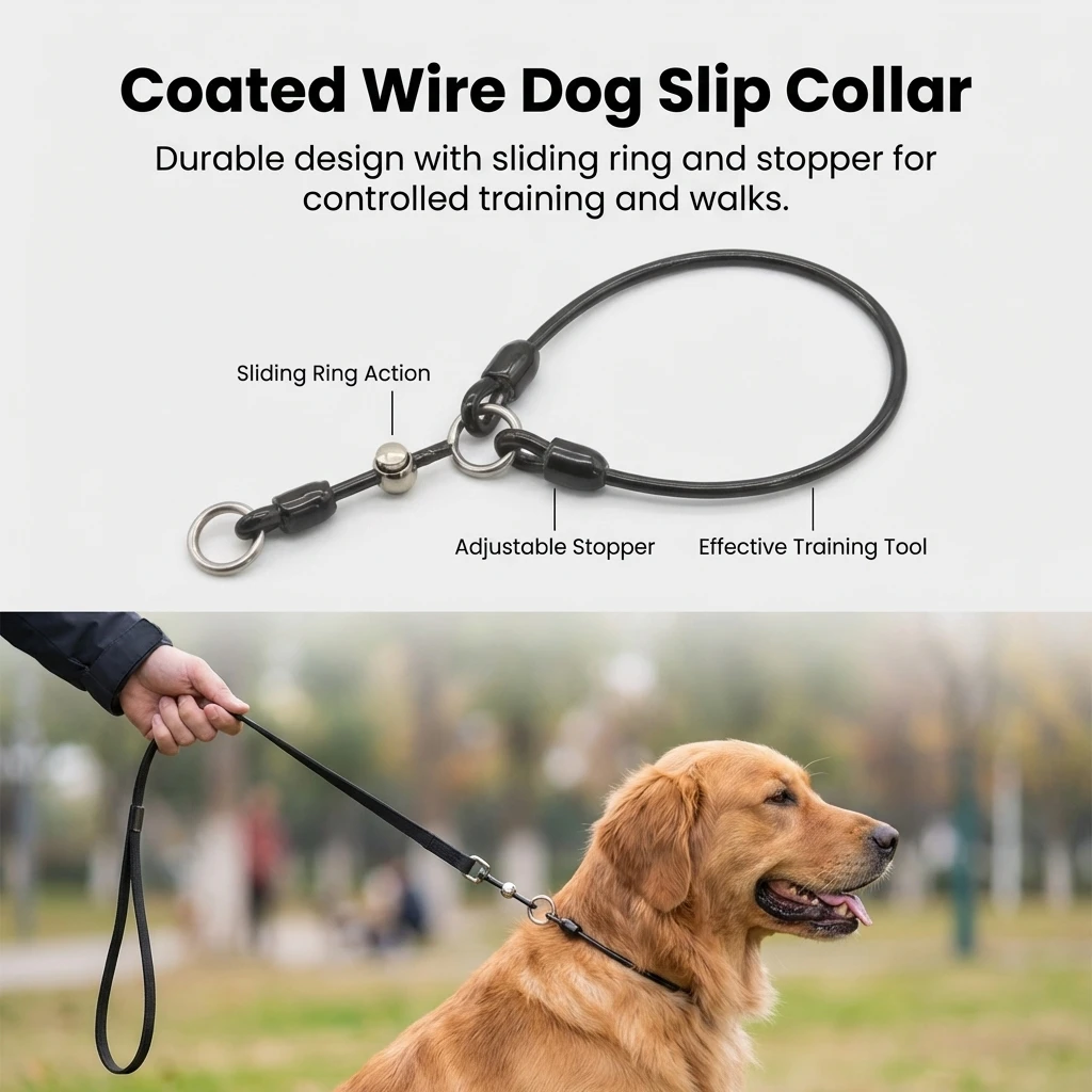 Coleira para Cães em Aço Revestido com Corda Ajustável - Imagem 3